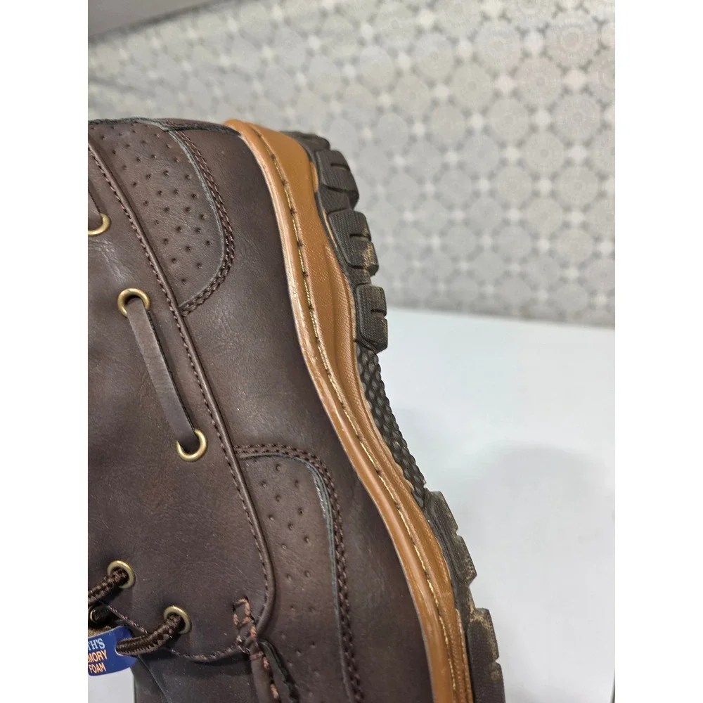 Smiths Workwear Mens Georgia Style Brown Leather Lace Up Boat Shoes Size‎ 11